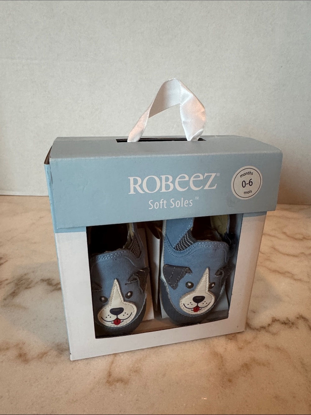 Robeez Blue Puppy Soft Soles Slip-On Baby Shoes